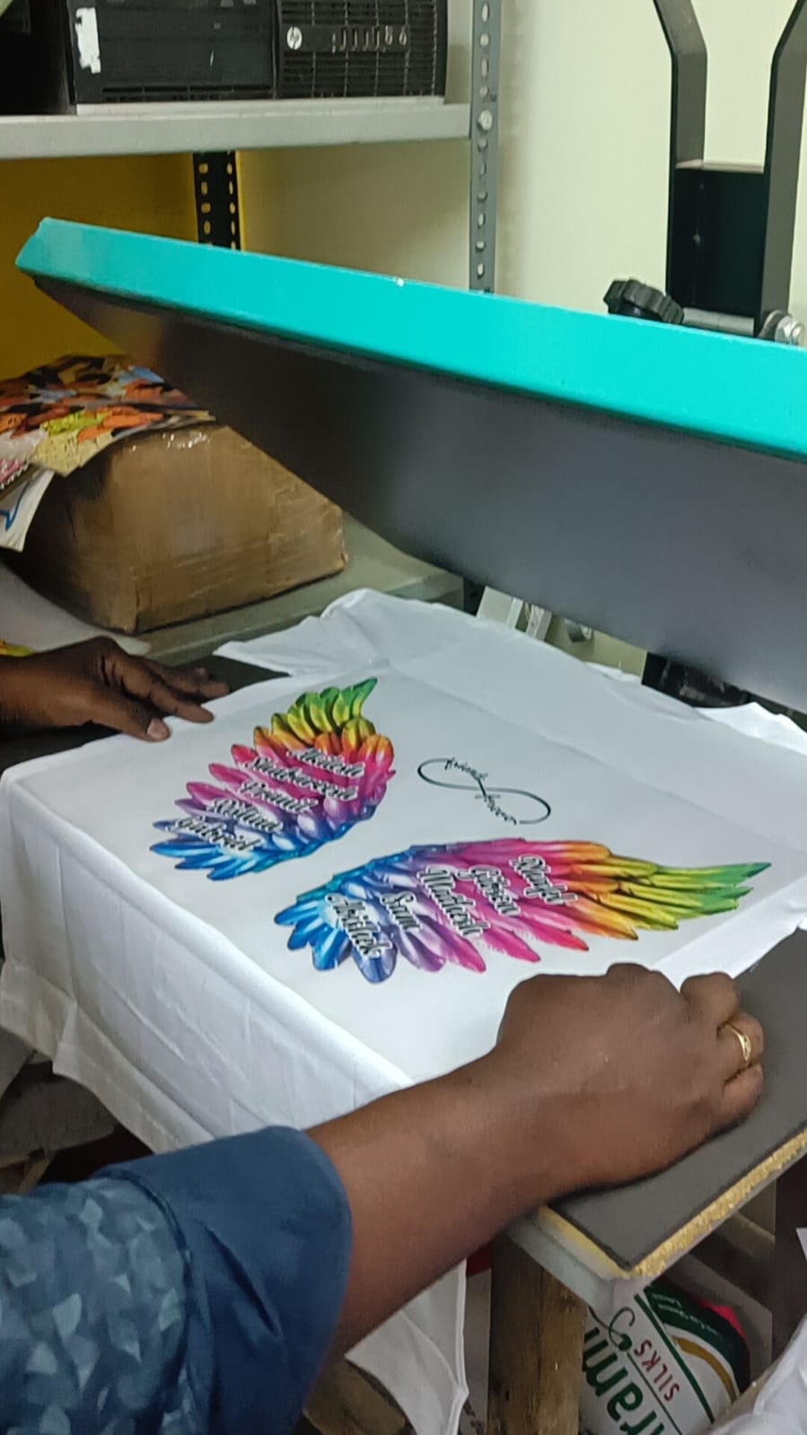 Fresh production sample showing color and print quality